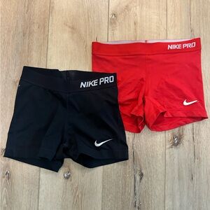 Nike Pro Women's Red and Black Athletic Shorts - Pack of 2